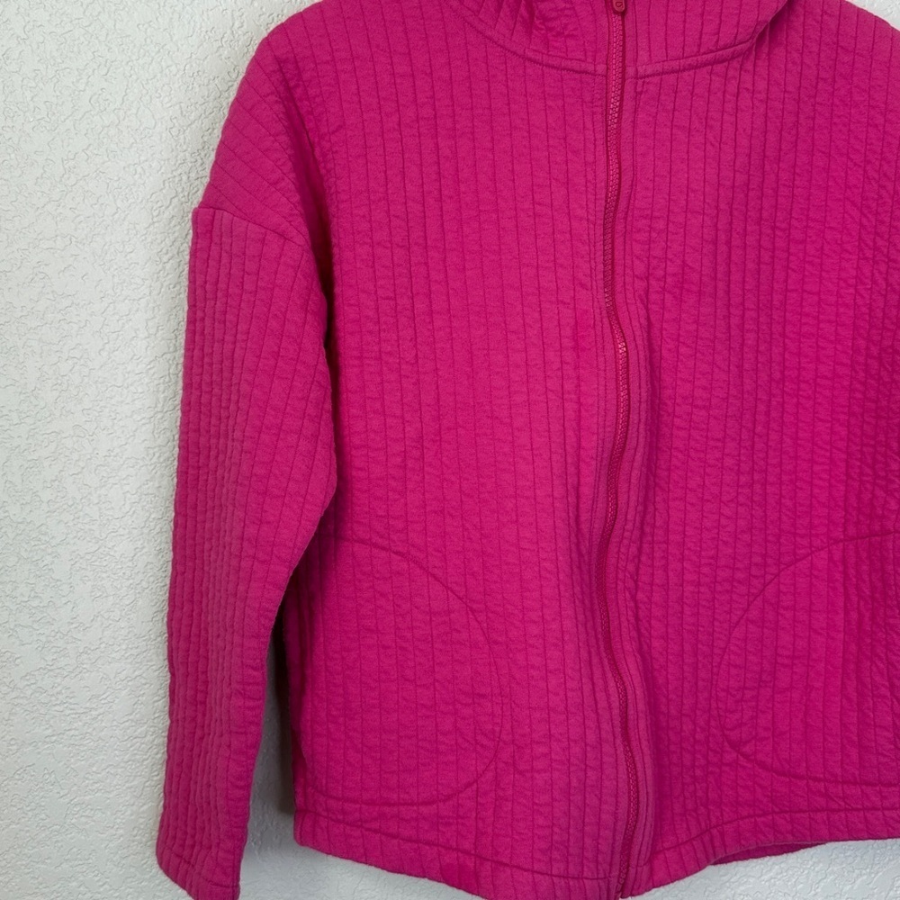 Gap Fit Jacquard Zip Up Jacket Quilted Hoodie Pink size Medium - Picture 5 of 13